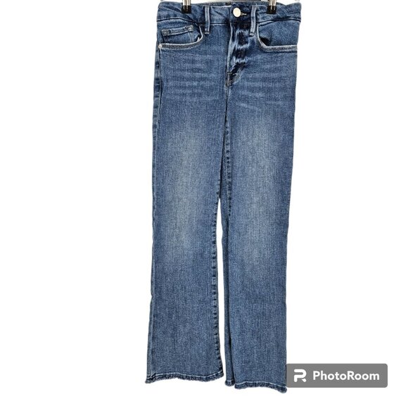 Frame Jeans Blue Jadite Le Crop Mini Boot Mid Rise Medium Wash Stretch Denim 24 - Picture 2 of 7